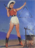 Cowgirl Barbeque Pin Up Girl Poster Wood Sign 9x12 (23cm x 31cm) Solid