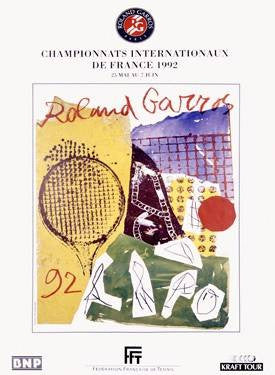 1992 Roland Garro Tennis Champion Poster Wood Sign 9x12 (23cm x 31cm) Solid