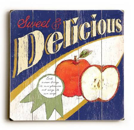 0002-8215-Delicious Apples Wood Sign 18x18 (46cm x46cm) Planked