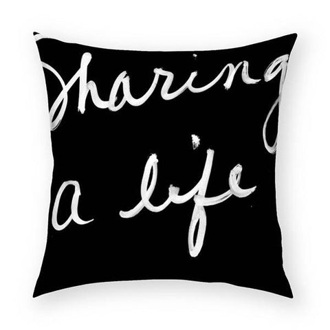 Sharing A Life 2 (Black) Pillow 18x18