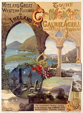 Tour Ireland Connemira MGW Railway Poster Wood Sign 14x20 (36cm x 51cm) Planked