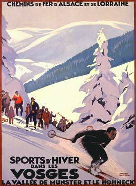 Sports d'Hiver dans les Vosges Wood Sign 12x16 Planked