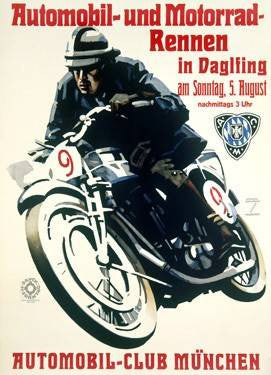 Munchen Motorcycle Racing Poster Wood Sign 9x12 (23cm x 31cm) Solid