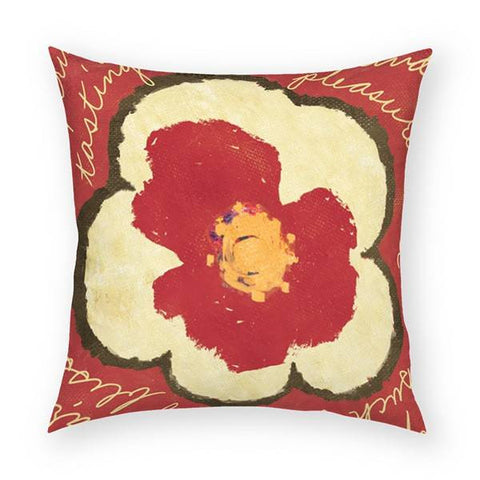 Crimson Flower Pillow 18x18