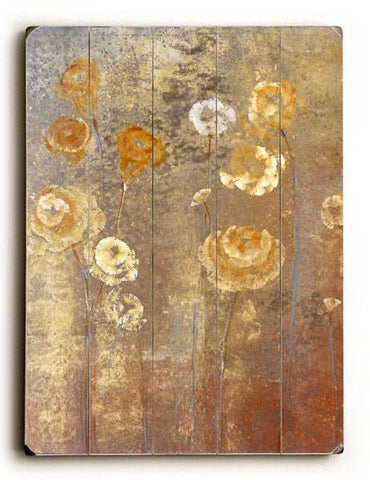 Bronze Flowers Wood Sign 12x16 Planked
