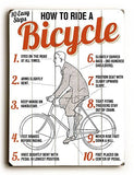 How to Ride a Bicycle Wood Sign 12x16 Planked
