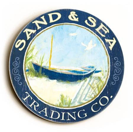 0003-0367-Sand & Sea Wood Sign 18x18 (46cm x46cm) Round