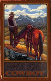Cowboy & Horse Wood Sign 7.5x12 (20cm x31cm) Solid