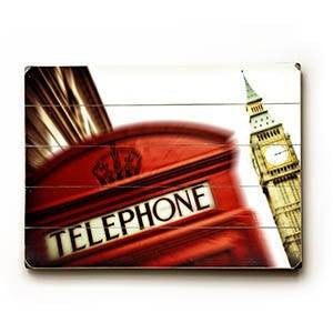 Phone Booth Wood Sign 9x12 (23cm x 31cm) Solid