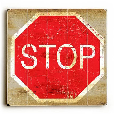 Stop Sign Wood Sign 13x13 Planked