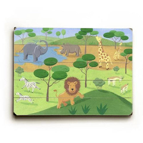 Animals Playing Wood Sign 18x24 (46cm x 61cm) Planked