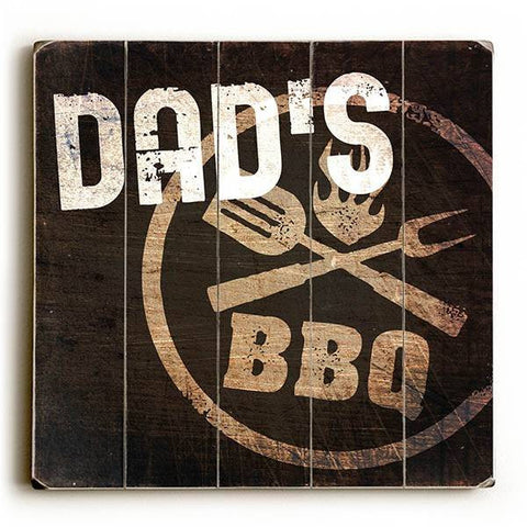 Dad's BBQ Wood Sign 13x13 Planked