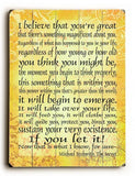 I believe you're great Wood Sign 25x34 (64cm x 87cm) Planked