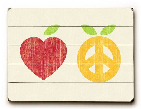 Apple & Oranges - Peace & Love Wood Sign 12x16 Planked
