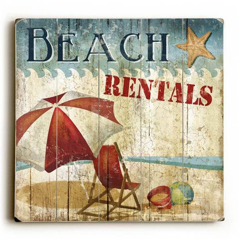 Beach Rentals Wood Sign 13x13 Planked