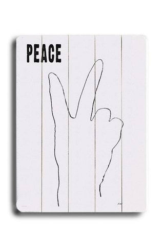 Peace (hand sign) Wood Sign 18x24 (46cm x 61cm) Planked