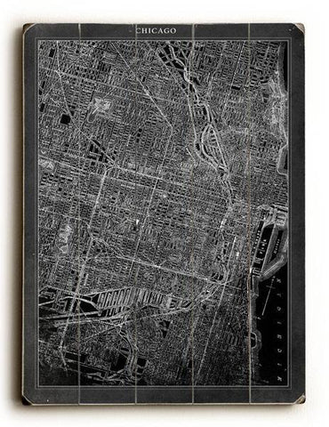 Chicago Map Wood Sign 18x24 (46cm x 61cm) Planked