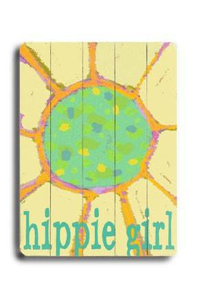 Hippie Girl Wood Sign 12x16 Planked