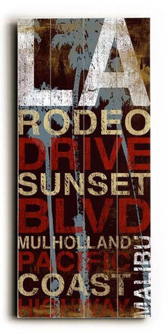LA Rodeo Dr Wood Sign 10x24 (26cm x61cm) Planked
