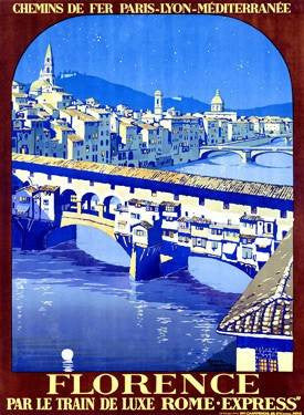 PLM Railway Florence Travel Poster Wood Sign 14x20 (36cm x 51cm) Planked