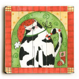 Christmas Cat Wood Sign 13x13 Planked