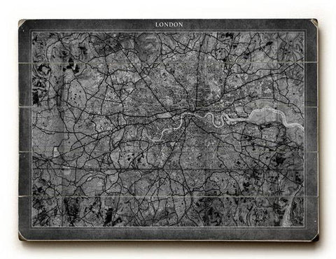 London Map Wood Sign 30x40 (77cm x102cm) Planked