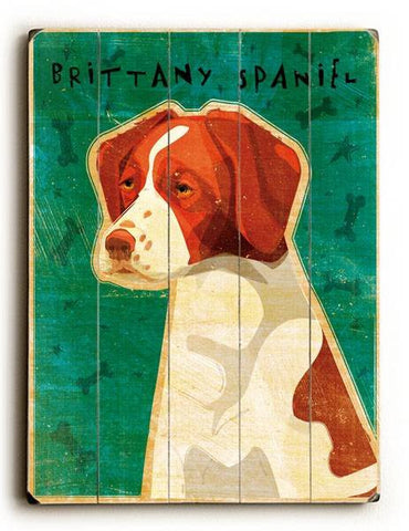 Brittany Spaniel Wood Sign 25x34 (64cm x 87cm) Planked