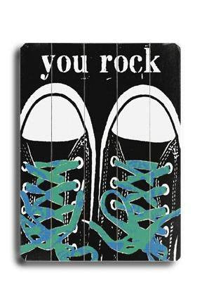 You Rock - Blue Laces Wood Sign 12x16 Planked