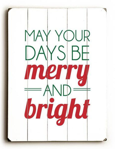 Merry and Bright Wood Sign 9x12 (23cm x 31cm) Solid