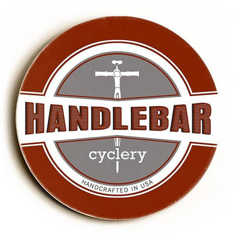 Handlebar Cyclery Wood Sign 12x12 (30cm x 30cm) Round