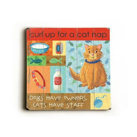 Cat Nap Wood Sign 13x13 Planked