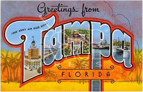 Greetings from Tampa,  Florida Wood Sign 14x23 (36cm x59cm) Planked