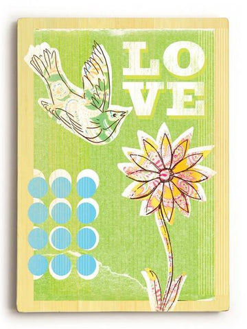 Love Bird Wood Sign 12x16 Planked