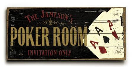 0003-2495-Poker Room Wood Sign 10x24 (26cm x61cm) Planked