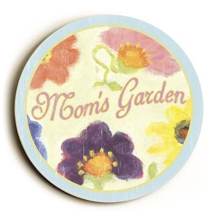 0003-2571-Garden Flowers Wood Sign 12x12 (31cm x31cm) Round