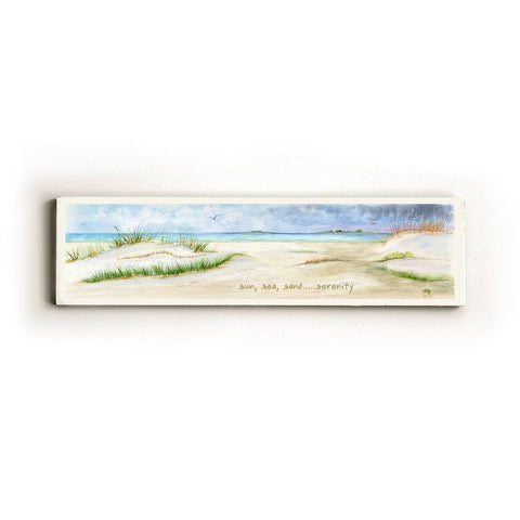 Sun, Sea, Sand and Serenity Wood Sign 6x22 (16cm x56cm) Solid