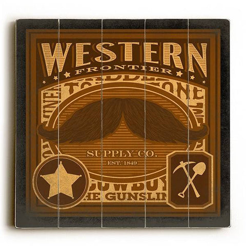 Western Stache Wood Sign 30x30 (77cm x 77cm) Planked