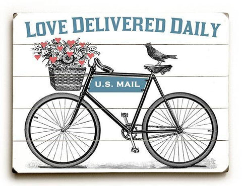 Love Delivered Daily Wood Sign 9x12 (23cm x 31cm) Solid
