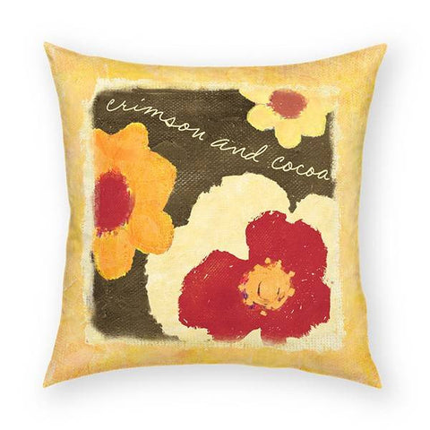 Crimson & Cocoa Flowers Pillow 18x18