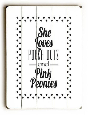 Polka Dots and Pink Peonies Wood Sign 25x34 (64cm x 87cm) Planked