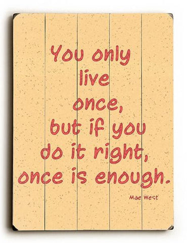 Only Live Once Wood Sign 12x16 Planked
