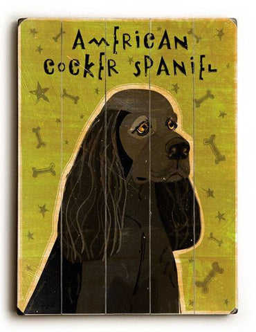 American Cocker Spaniel-Black Wood Sign 25x34 (64cm x 87cm) Planked
