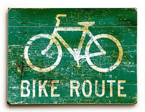 Bike Route Wood Sign 14x20 (36cm x 51cm) Planked