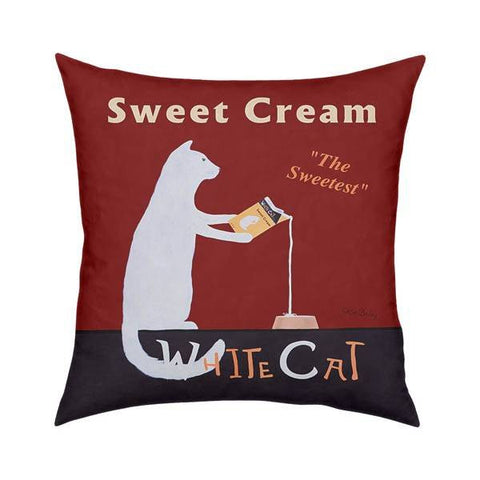 Sweet Cream White Cat Pillow 18x18