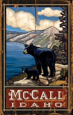Bears at the Lake Wood Sign 7.5x12 (20cm x31cm) Solid