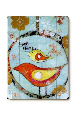 Live Simple Birds Wood Sign 12x16 Planked