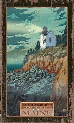 Bass Harbor Head Lighthouse Wood Sign 7.5x12 (20cm x31cm) Solid