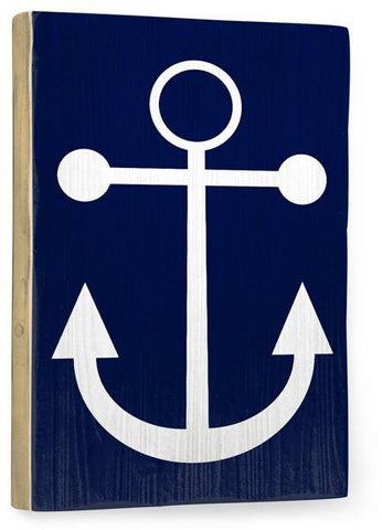Navy Anchor Wood Sign 14x20 (36cm x 51cm) Planked