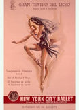 1956 New York City Ballet Poster Wood Sign 9x12 (23cm x 31cm) Solid