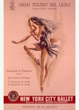 1956 New York City Ballet Poster Wood Sign 9x12 (23cm x 31cm) Solid